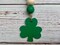 Shamrock canister bead garland, green clover, March tiered tray accent. Gift for Irish family, hutch decor, green mini wood bead garland product 3